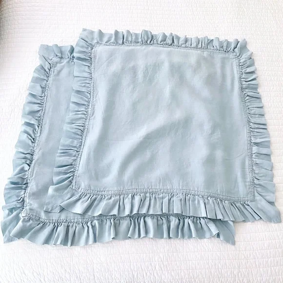 Pottery Barn Linen Pleated Ruffle Fringe Euro Pillow Sham Covers - 2 - Picture 2 of 4